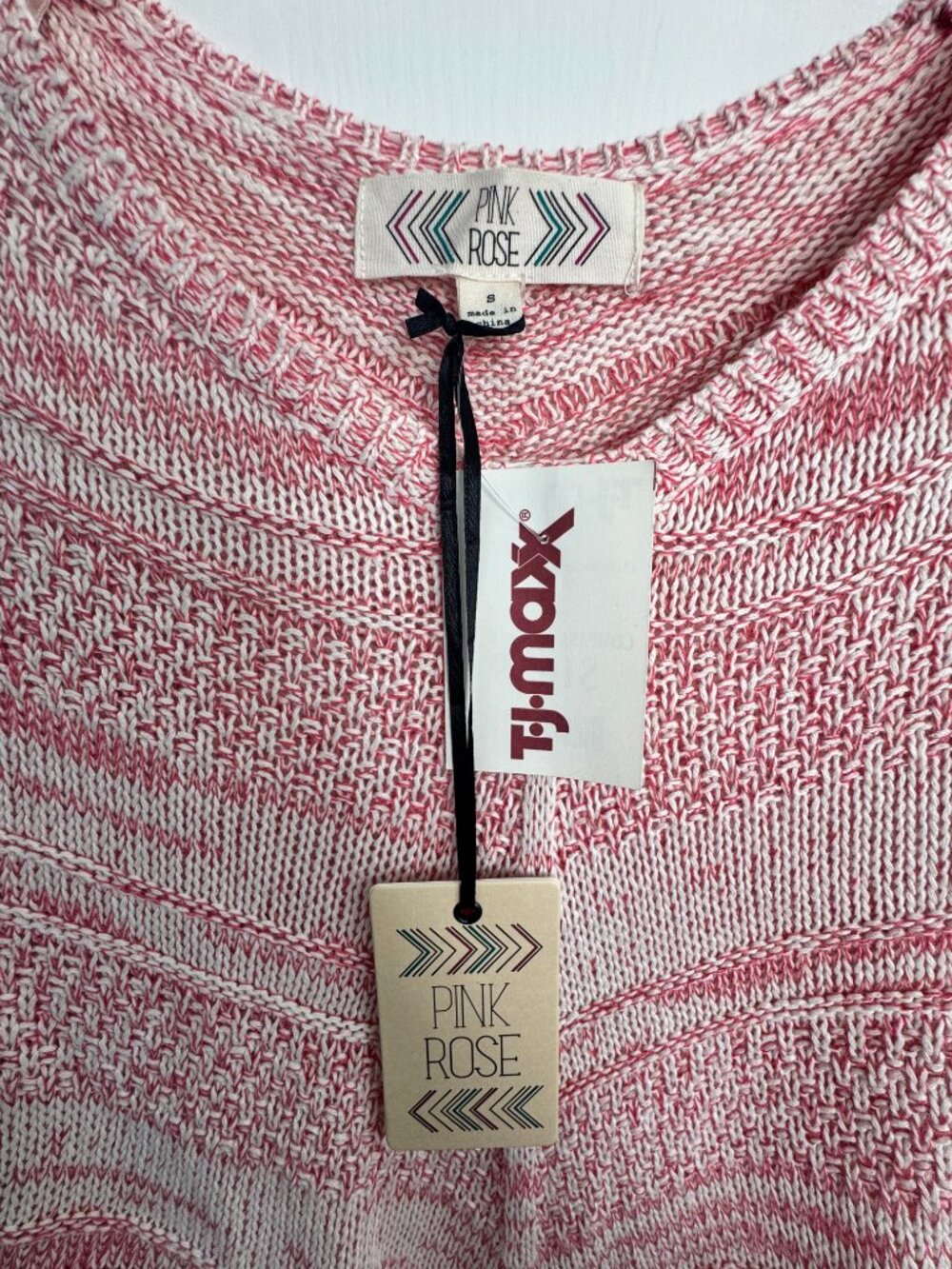 Pink Rose Boho Chevron Knit Sweater Red Cream Women’s Small NWT - Picture 3 of 5